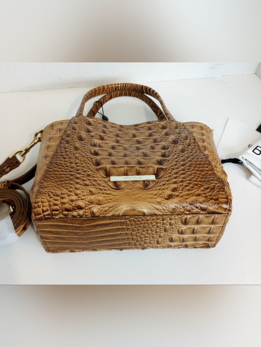 SOLD NWT Brahmin Small Mona Croc Embossed Leather Crossbody Satchel Purse - Picture 9 of 14